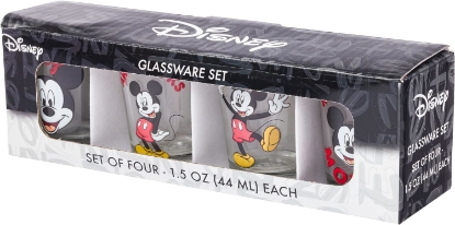 Picture of Disney Mickey Mouse Classic Text 4 Pack Mini Shot Glass Set 1.5 Ounces