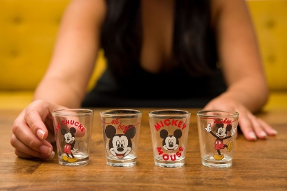Picture of Disney Mickey Mouse Classic Text 4 Pack Mini Shot Glass Set 1.5 Ounces