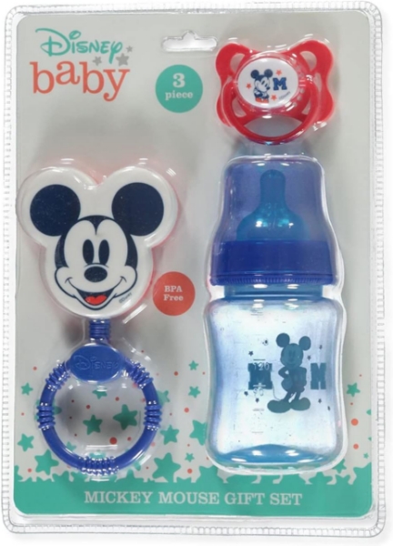 Picture of Disney Baby Boy Mickey Mouse Bottle Rattle and Pacifier Set Blue