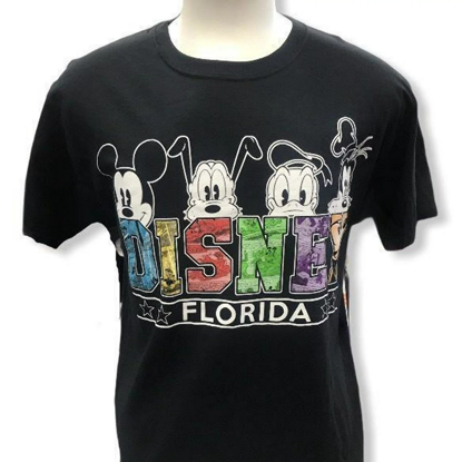 Picture of Disney Adult Unisex Black T-Shirt 4 Heads Mickey Pluto Donald Goofy Florida Medium