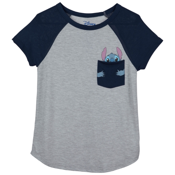 Picture of Disney Lilo & Stitch Hug Pocket Junior's Fashion Contrast Shoulder 3X Gray