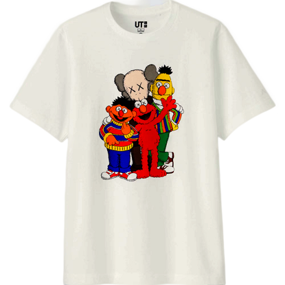 Picture of Kaws Uniqlo Sesame Street T Shirt Size 2XL White