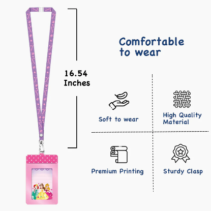 Picture of Disney Princess Ariel Belle Aurora Pink Cruise Lanyard with Detachable Card Holder