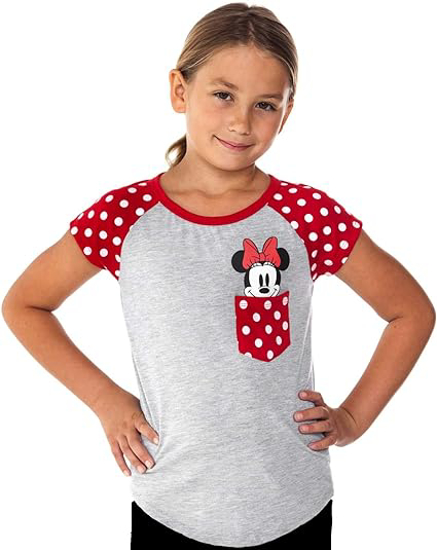 Picture of Disney Youth Minnie Mouse Peeking Pocket Tee Shirt Small 7/8