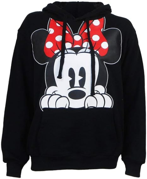Picture of Disney Minnie Mouse Peeking Head Pullover Adult Hoodie Black Large