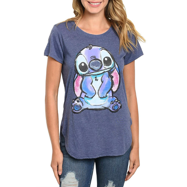 Picture of Disney Junior Hi Lo Stitch Sitting Top, Navy Heather Medium