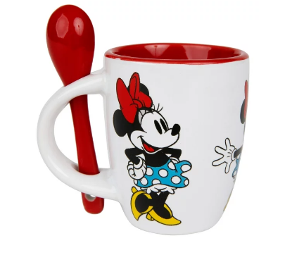 Picture of Disney Minnie Mouse Waves Espresso Mug w/Spoon White Red