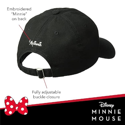 Picture of Disney Minnie Mouse Embroidered Cotton Adjustable Dad Hat Baseball Cap with Curved Brim