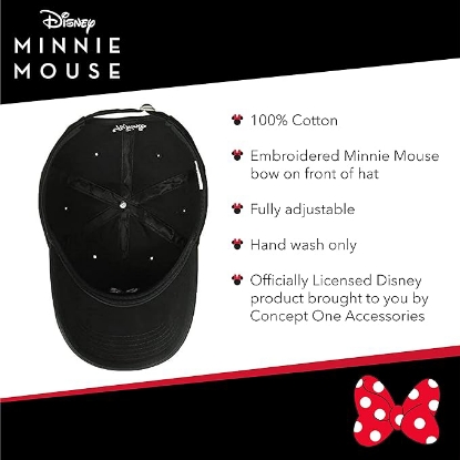 Picture of Disney Minnie Mouse Embroidered Cotton Adjustable Dad Hat Baseball Cap with Curved Brim