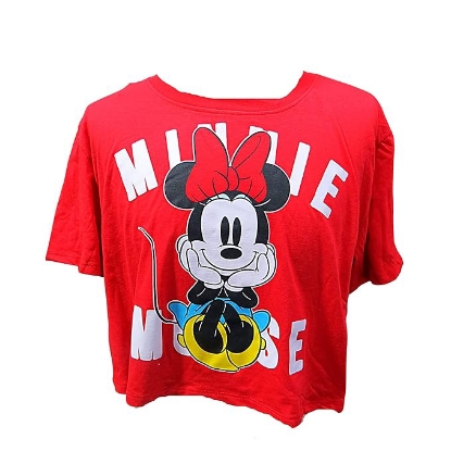 Picture of Disney Junior Minnie Mouse Sitting Crop Top Shirts for Girls Red Small
