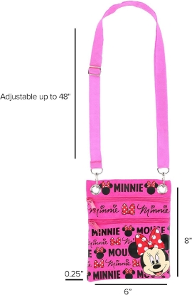 Picture of Disney Minnie Mouse Crossbody Passport Purse Shoulder Bag Neon Pink