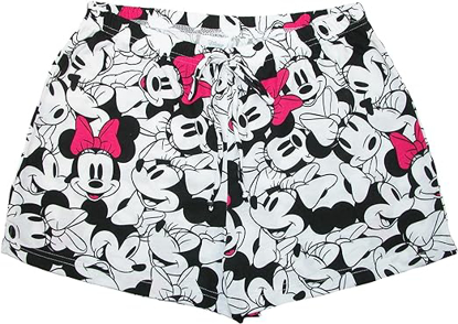 Picture of Disney So Minnie Mouse Faces All Over Print Drawstring Shorts White Pink Medium