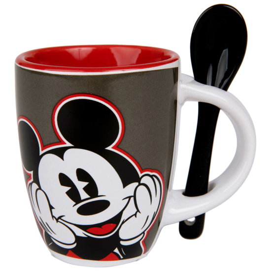 Picture of Disney Mickey Shorts Espresso Cup with Spoon Grey Red