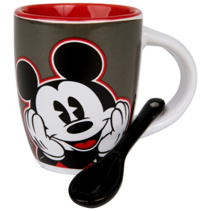 Picture of Disney Mickey Shorts Espresso Cup with Spoon Grey Red