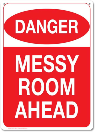 Picture of Tin Sign  Danger Messy Room Ahead Warnign Board