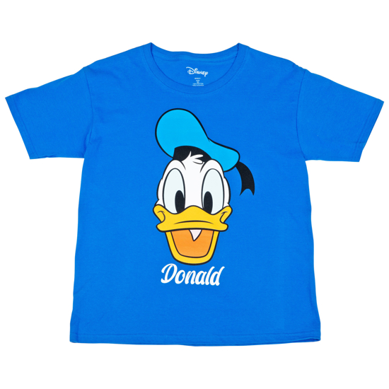 Picture of Disney Donald Duck Character Face Signature Youth T-Shirt Blue Medium 8-10