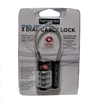 Picture of Samsonite 3 Dial Travel Sentry Cable Combo Lock Luggage Strap Black
