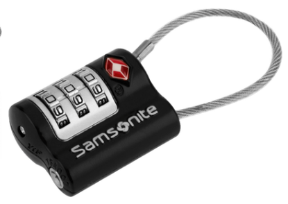 Picture of Samsonite 3 Dial Travel Sentry Cable Combo Lock Luggage Strap Black