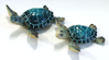 Picture of Glossy Resin Wood Grain Sea Turtles Set of 4 Blue
