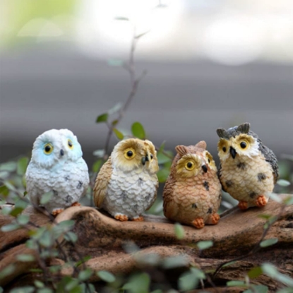 Picture of Miniature Owl Figurines Resin Miniature Owl Fairy Garden Decor 12 Pcs