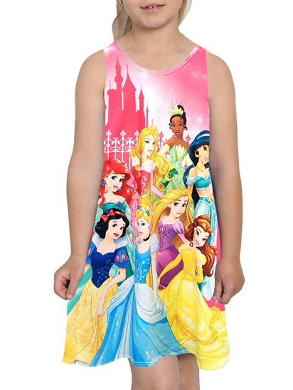 Picture of Disney Princess Ariel Snow Cinderella Tiana Jasmine & More Sublimated Dress for Youth Girls Small 6-6x