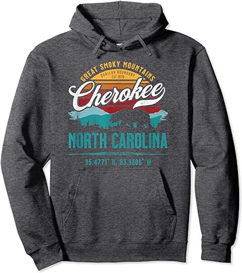 Picture of Cherokee North Carolina Retro Great Smoky Mountains Bear Pullover Hoodie
