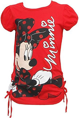 Picture of Disney Minnie Mouse Black Bow Red Youth Girls Tops Size SX