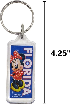 Picture of Disney Coy Minnie Mouse Lucite Keychain Florida Namedrop