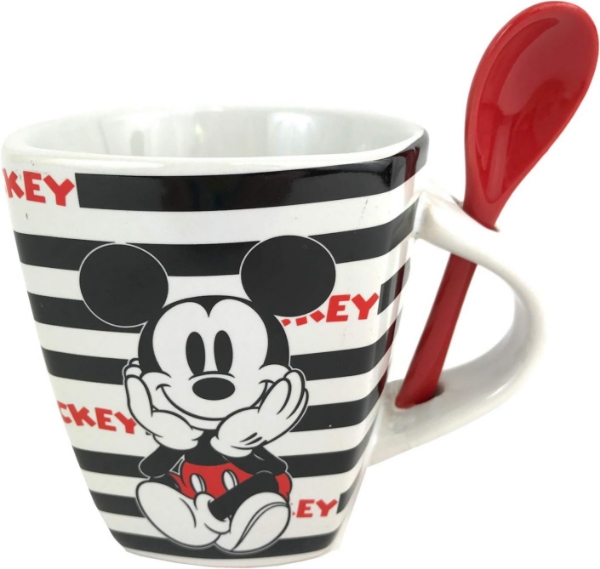 Picture of Disney Mickey Mouse Striped Mug With Spoon 325 mL