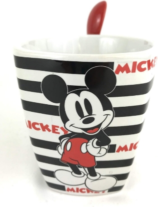Picture of Disney Mickey Mouse Striped Mug With Spoon 325 mL