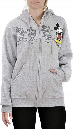 Picture of Disney Adult Mickey Plus One Zip Up Hoodie Grey Small