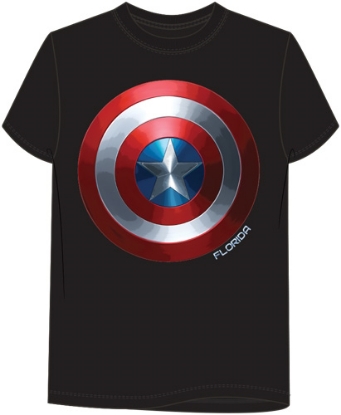Picture of Marvel Captain America Mens Distressed Shield  Florida Namedrop T-Shirt Black