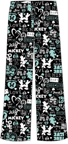 Picture of Disney Mickey and Minnie True Love Women Pajama Pants Mint & Black