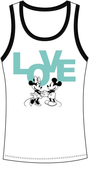 Picture of Disney Mickey & Minnie Love Junior Tank Top Mint & Black