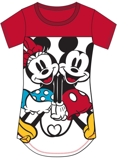 Picture of Disney Mickey & Minnie Hug Junior Dorm Ladies Fitted T-shirt Red