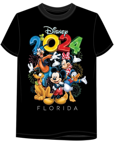 Picture of Mickey and Gang 2024 Party Adult Tee Black Florida Namedrop