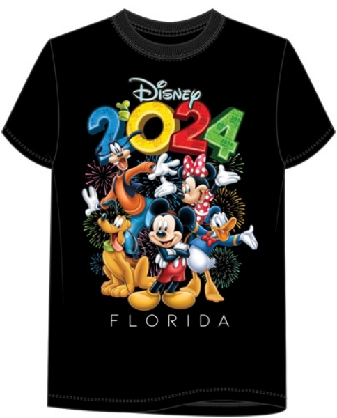 Picture of Mickey and Gang 2024 Party Adult Tee Black Florida Namedrop