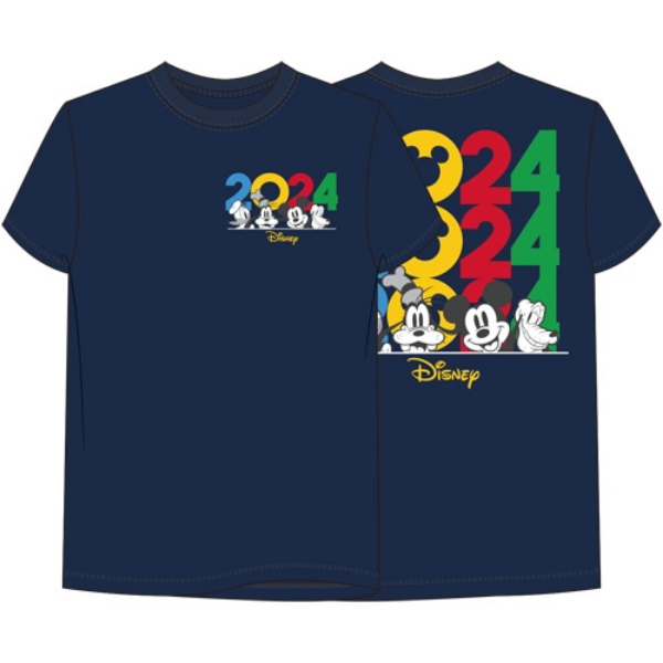 Picture of Disney Mickey And Gang Peeking Donald Goofy Pluto Adult Tee Dark Navy