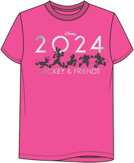 Picture of Disney Mickey And Friend Marching Silohouette Adult Tee 2024 Pink