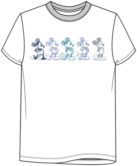 Picture of Disney Mickey Mouse Colorful Sketch White Tee Shirt