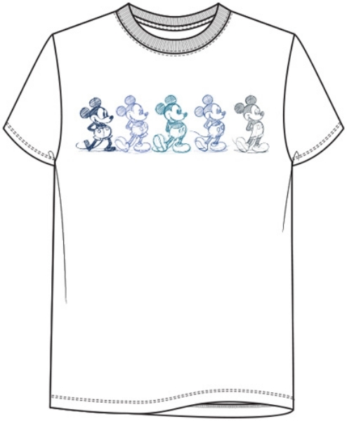 Picture of Disney Mickey Mouse Colorful Sketch White Tee Shirt
