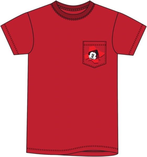 Picture of Disney Mickey Peeking Pocket Adult Tee Shirt Red