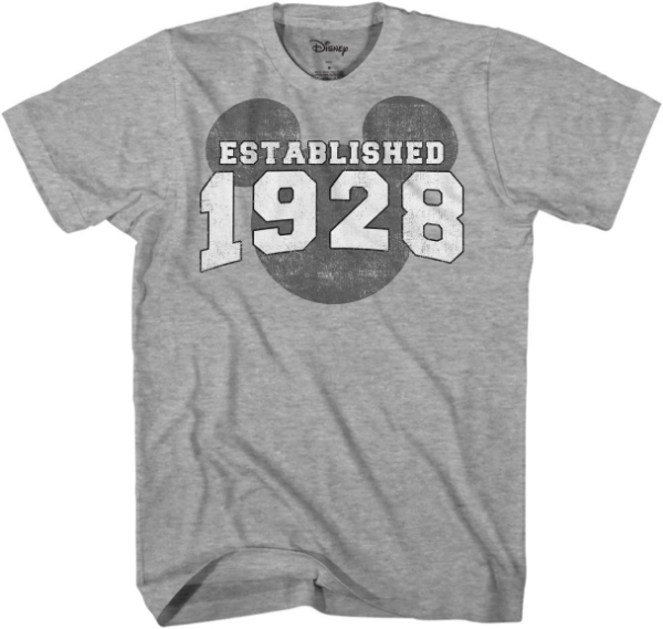 Picture of Disney Mickey Mouse Established 1928 Vintage Classic Adult Tee Gray