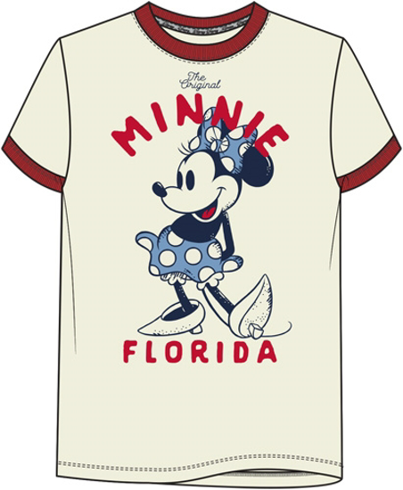 Picture of Disney Minnie Standing Ivory Adult Ringer Tee Florida Namedrop