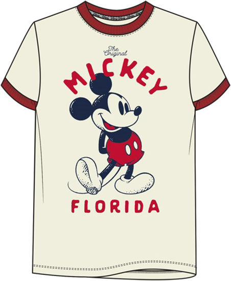 Picture of Disney Mickey Standing Ivory Adult Ringer Tee Florida Namedrop