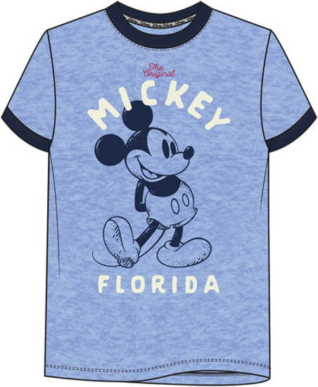 Picture of Disney Simple Mickey Adult Ringer Tee Blue Florida Namedrop