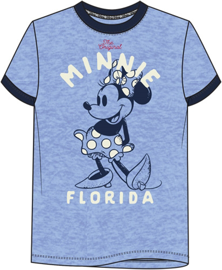 Picture of Disney Simple Minnie Adult Ringer Tee Blue Florida Namedrop