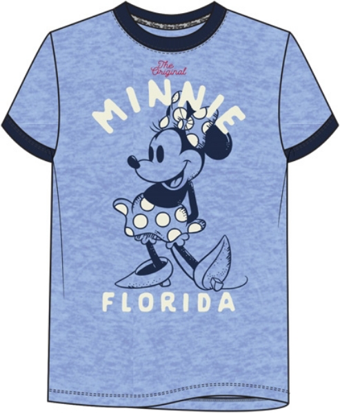Picture of Disney Simple Minnie Adult Ringer Tee Blue Florida Namedrop