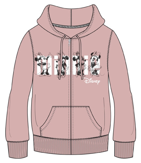 Picture of Disney Minnie Mouse Various Poses Zip Up Hoodie Dusty Rose