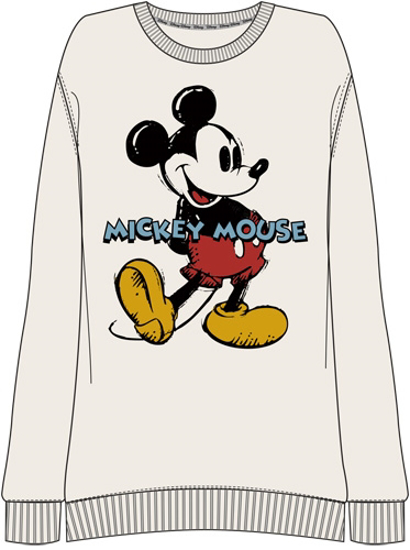 Picture of Disney Mickey Kick Across Long Sleeve Crewneck T-Shirt Delicate Ivory